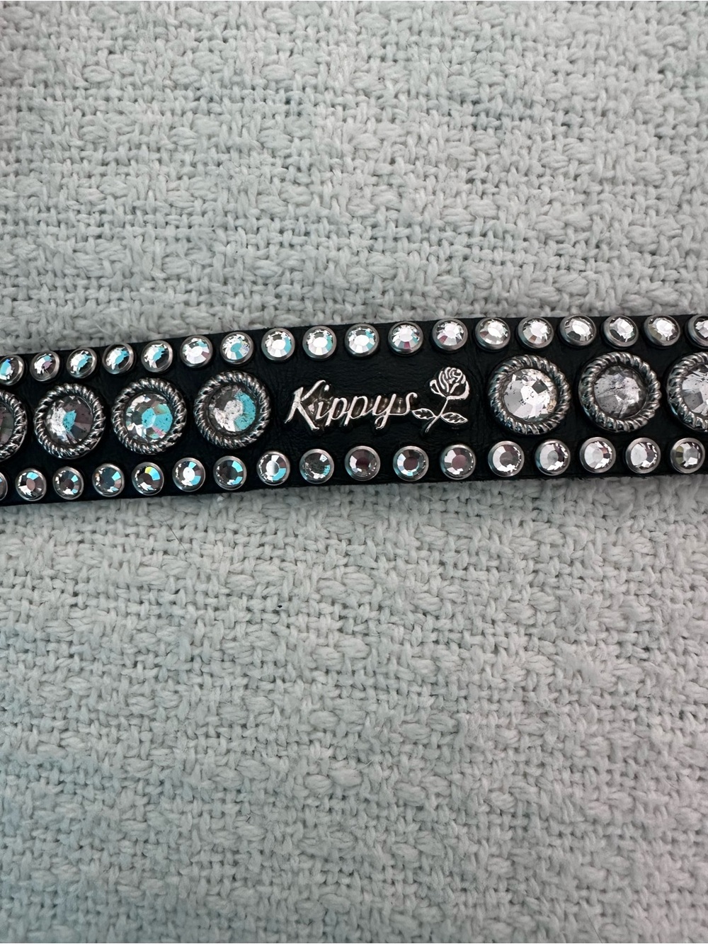 Kippy’s Crystal Rhinestone Western Leather Belt Black Silver Size 36 - Picture 4 of 8